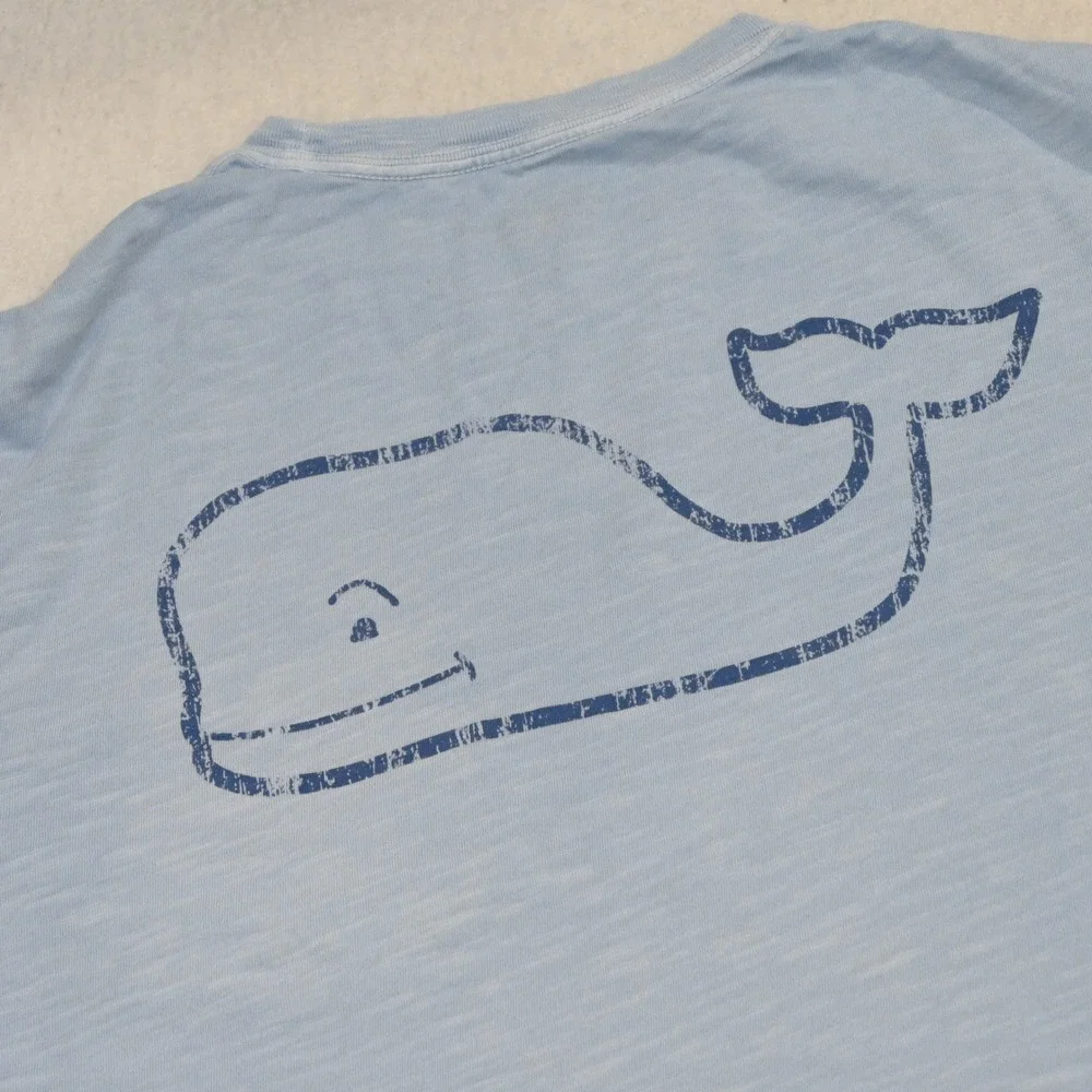 Vineyard Vines Pocket T-Shirt‎ Mens L Blue Graphic Long Sleeve Slub Cotton